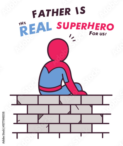 t-shirt design for kids superhero theme, my dad is the real superhero