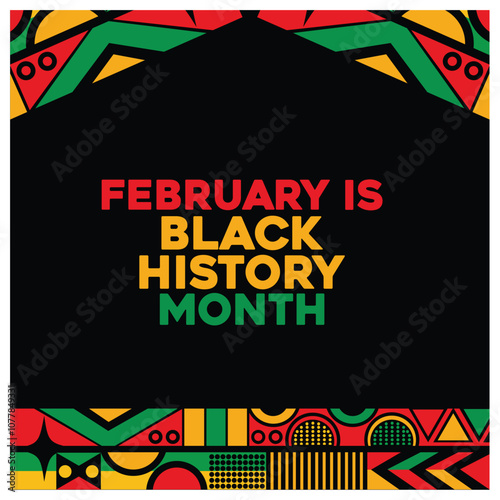 Annual commemoration in the United States. Honoring the contributions of African Americans to the United States. Black History Month concept. Flat vector illustration.