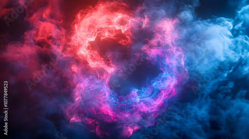 Abstract Background of Blue and Red Smoke