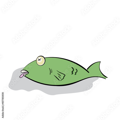 Dead fish in polluted water. water pollution. Vector illustration.