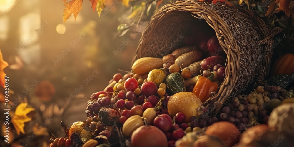 Close-Up of Cornucopia with Harvest Vegetables Close-Up of Cornucopia with Harvest Vegetables
