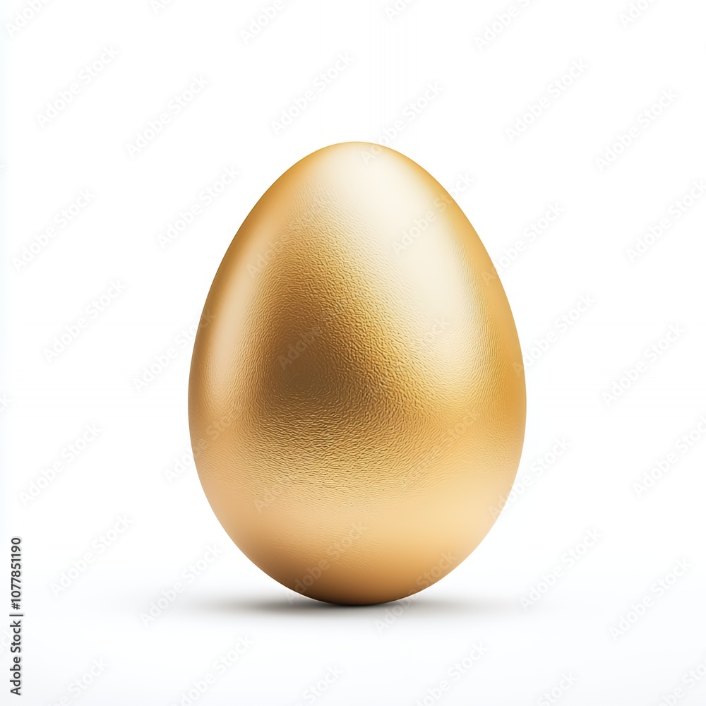 A single golden egg isolated on white background. A single golden egg isolated on white background.