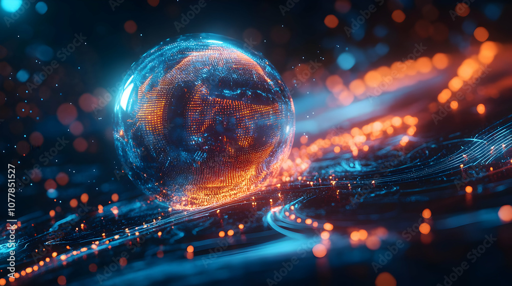 Abstract 3D Render of a Blue and Orange Globe Abstract 3D Render of a Blue and Orange Globe