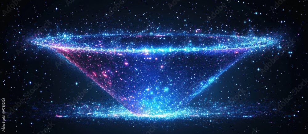 Fototapeta premium A glowing blue and pink vortex in a dark, starry sky.