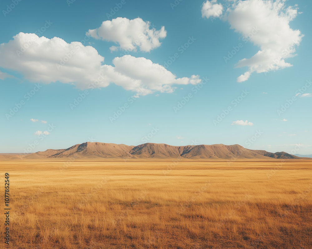 Fototapeta premium A Broad Tan Plateau: Vast Open Spaces Portrayed in Visual Art