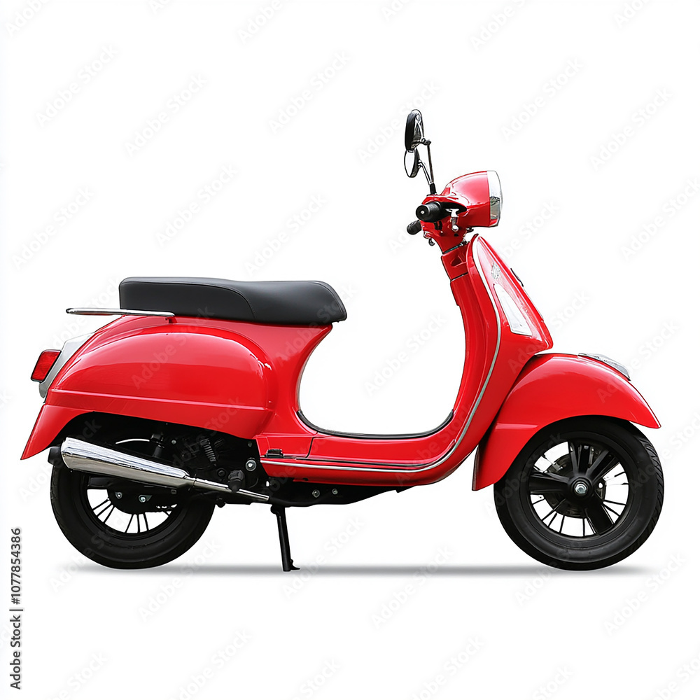 Red retro scooter motorbike isolated on white Red retro scooter motorbike isolated on white