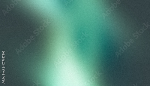 Abstract glowing green blue color grainy gradient background, empty space