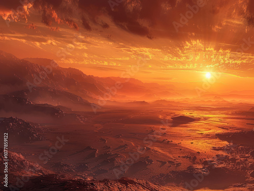 A breathtaking sunset scene, captured while traveling, with the sun casting a soft glow on a distant horizon.