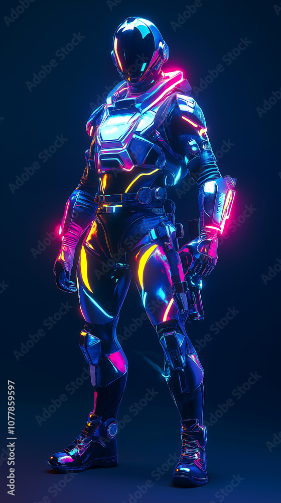 Cyberpunk A futuristic soldier in glowing armor perfect for sci fi themed designs and futuristic decor Cyberpunk A futuristic soldier in glowing armor perfect for sci fi themed designs and futuristic decor