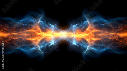 Abstract Background with Blue and Orange Flames