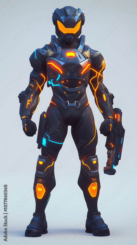Futuristic Armor This image depicts a futuristic suit with neon accents perfect for creating a sci fi themed design or adding a futuristic touch to a room Futuristic Armor This image depicts a futuristic suit with neon accents perfect for creating a sci fi themed design or adding a futuristic touch to a room
