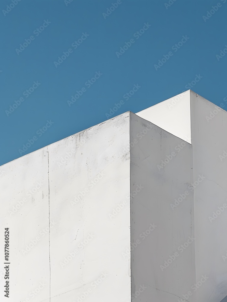 A close-up photo of the corner of an industrial building with white walls A close-up photo of the corner of an industrial building with white walls