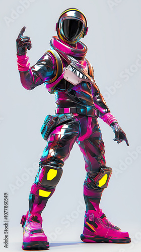  Gamer A futuristic astronaut character perfect for a video game or a sci fi design project The bold colors and futuristic design would make this character pop in any setting