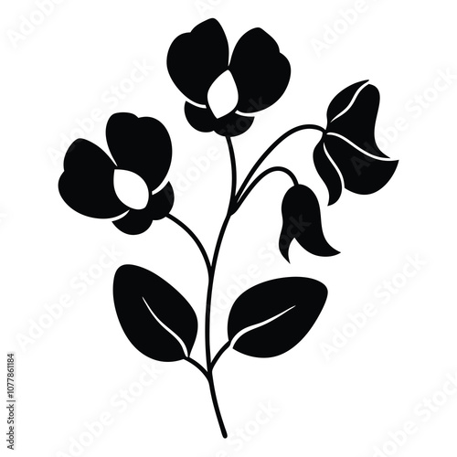 Sweet Pea Flower Vector Art.