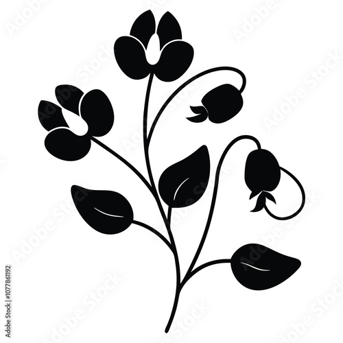 Sweet Pea Flower Vector Art.