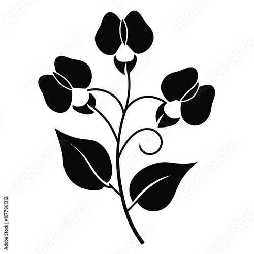 Sweet Pea Flower Vector Art.
