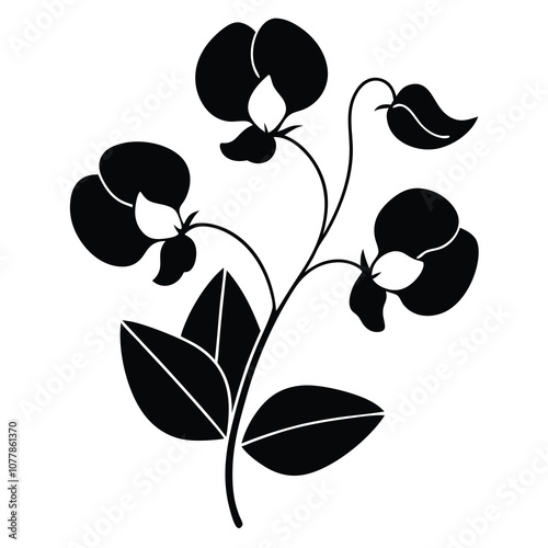 Sweet Pea Flower Vector Art.