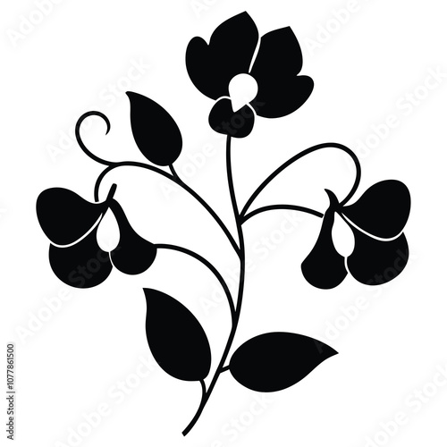 Sweet Pea Flower Vector Art.