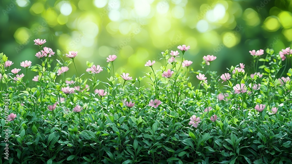 A vibrant garden scene with blooming pink flowers against a soft, blurred green background. A vibrant garden scene with blooming pink flowers against a soft, blurred green background.