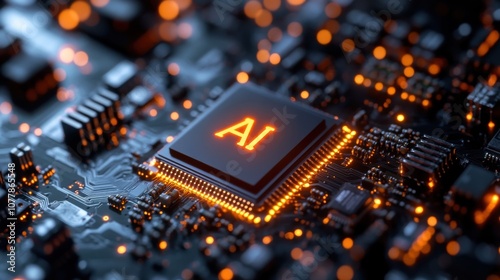 AI Microchip Technology Circuit Board Close-Up