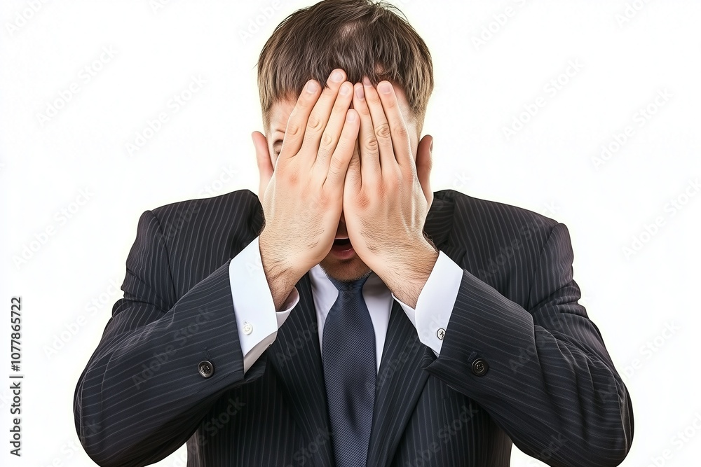 A distressed man, stress, emotional, depressed, mental health concept A distressed man, stress, emotional, depressed, mental health concept