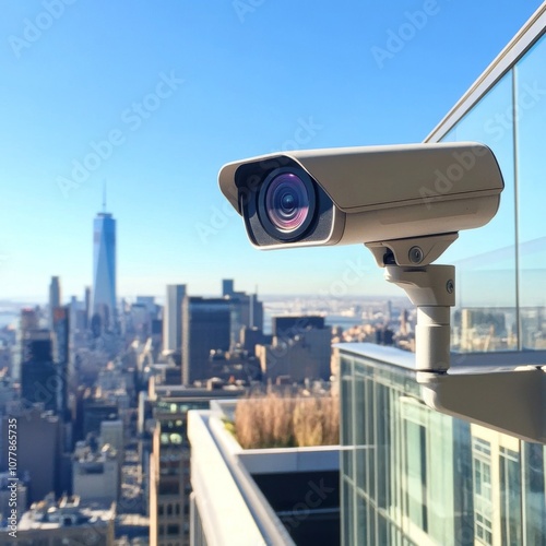 Security Camera Overlooking Cityscape