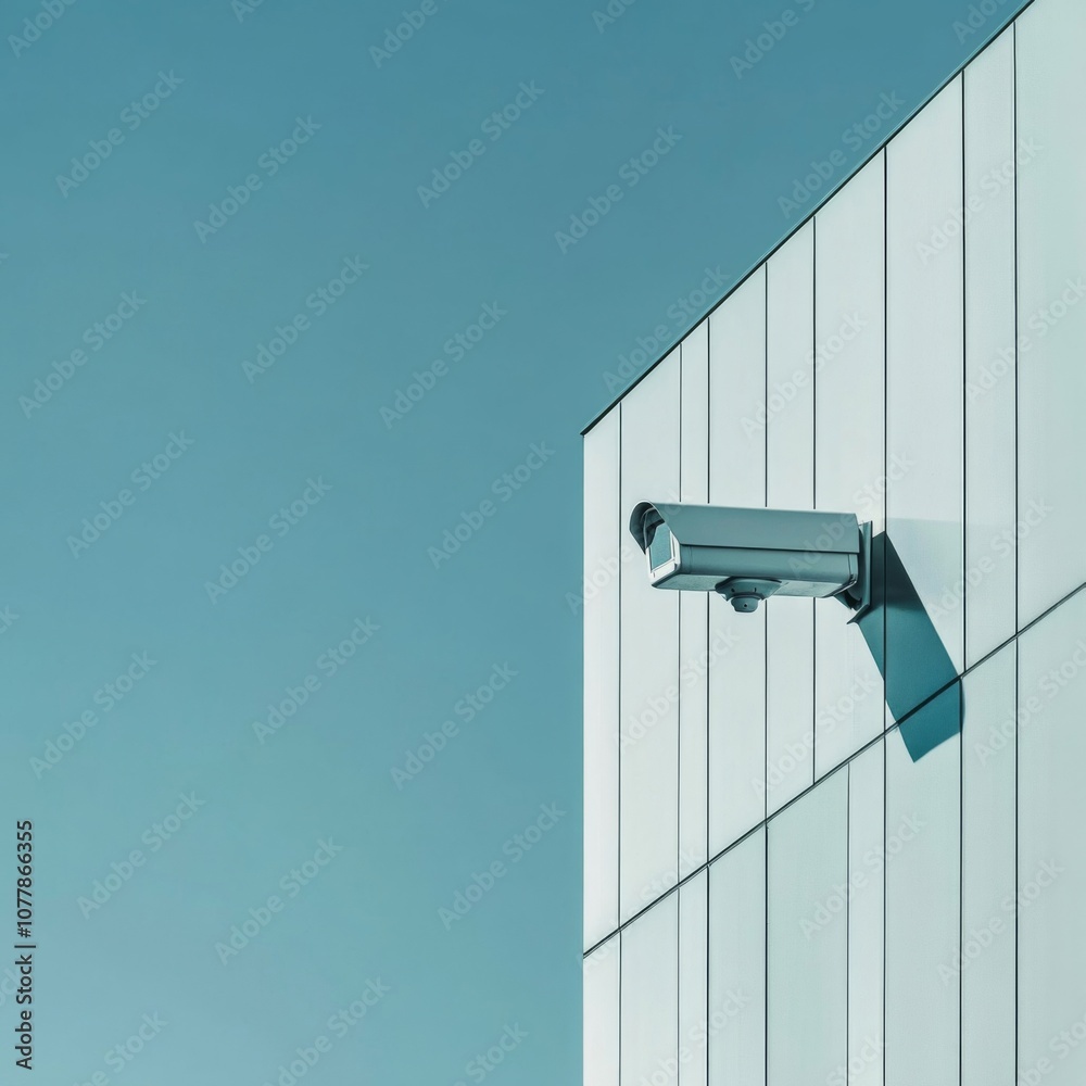Security Camera Mounted on Modern Building Wall Security Camera Mounted on Modern Building Wall