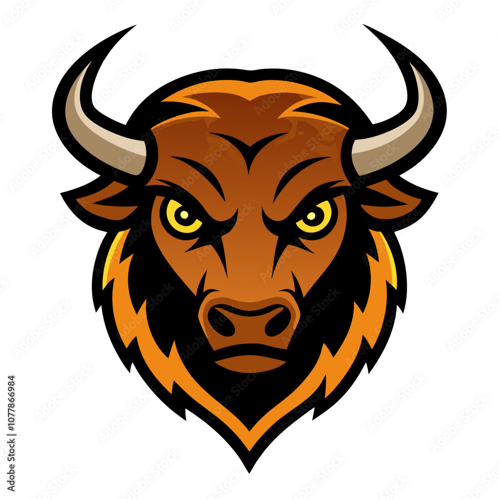 Bison head vector art illustration