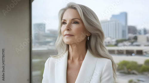 Woman in White Blazer Looking Out Window Photo Free Download Woman in White Blazer Looking Out Window Photo - GFXLoad