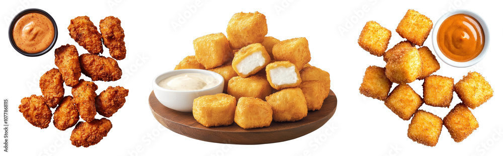 Delicious and Crispy Golden-Brown Chicken Nuggets Served with a Variety of Dipping Sauces Perfect for Snacks or Meals Ideal for Sharing at Family Gatherings Delicious and Crispy Golden-Brown Chicken Nuggets Served with a Variety of Dipping Sauces Perfect for Snacks or Meals Ideal for Sharing at Family Gatherings