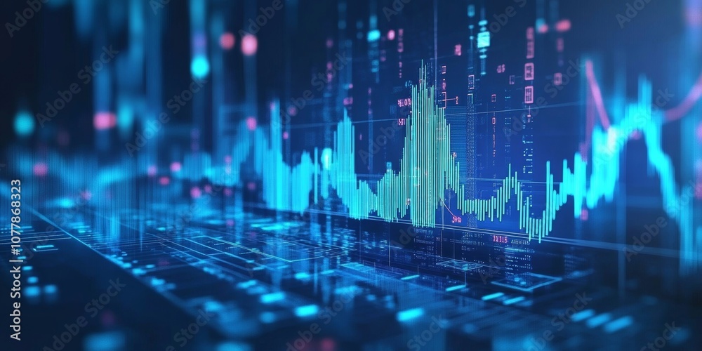 Blue Financial Data Chart Abstract Wallpaper for Bank Branch
