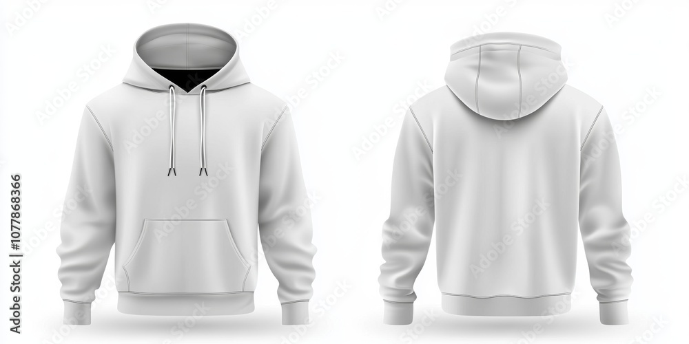 White hoodie vector mockup for men and boys front view and back view White hoodie vector mockup for men and boys front view and back view