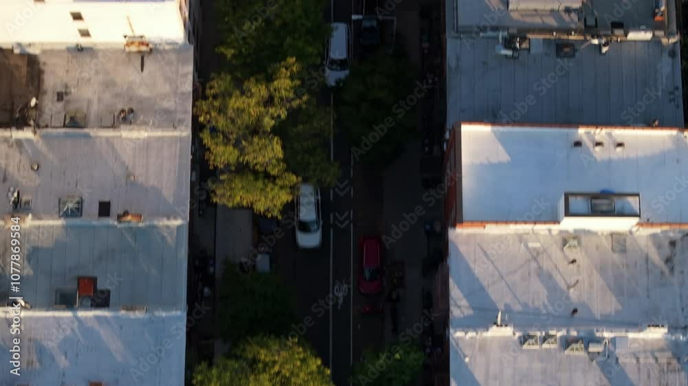 Aerial view of city streets in Brooklyn