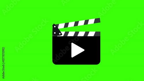A black and white clapper board icon concept animation with alpha channel