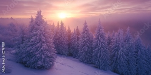 Pine Forest Covered in Snow