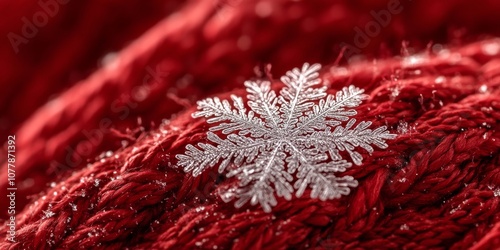 Snowflake Macros on Red Wool Mitten