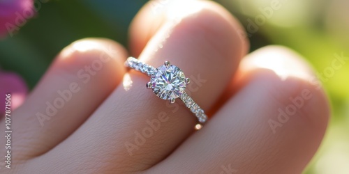 Soft-focus Close-up of Engagement Ring on Finger