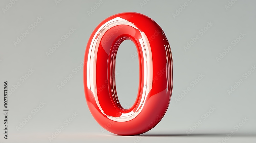 Red 3D Shiny Number Zero Render Red 3D Shiny Number Zero Render
