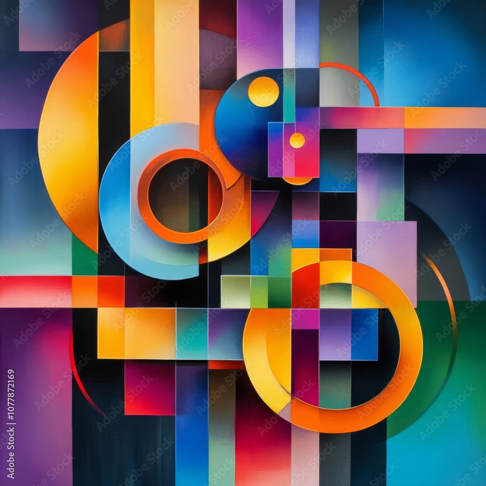 Abstract Geometric Composition with Overlapping Circles and Rectangles Abstract Geometric Composition with Overlapping Circles and Rectangles