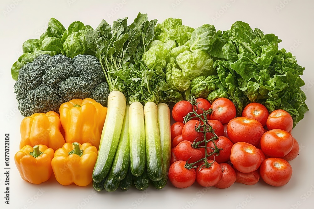 fresh and colorful vegetables beautifully arranged on a clean white background emphasizing their natural textures and vibrant colors ideal for healthy eating and culinary inspiration fresh and colorful vegetables beautifully arranged on a clean white background emphasizing their natural textures and vibrant colors ideal for healthy eating and culinary inspiration