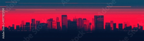 Trend lines overlaying a digital cityscape with data breaches, cyber intelligence, cybersecurity trends