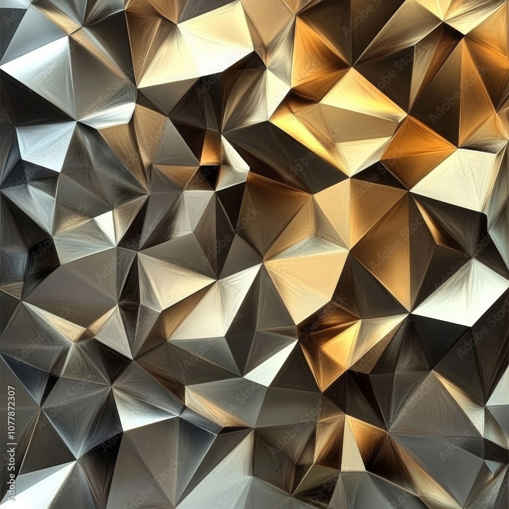 Abstract Metallic Geometric Pattern with Golden Highlights Abstract Metallic Geometric Pattern with Golden Highlights