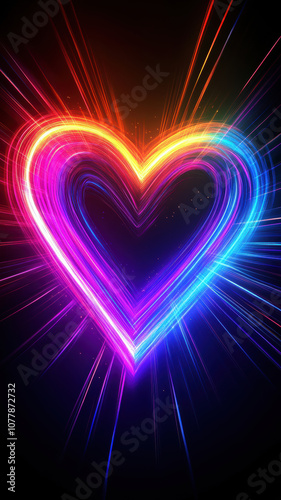 Neon heart with high-speed motion blur