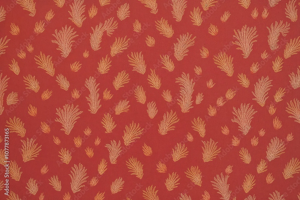 Vibrant Coral Brocade Fabric Design Featuring Lively Patterns and Rich Colors Vibrant Coral Brocade Fabric Design Featuring Lively Patterns and Rich Colors