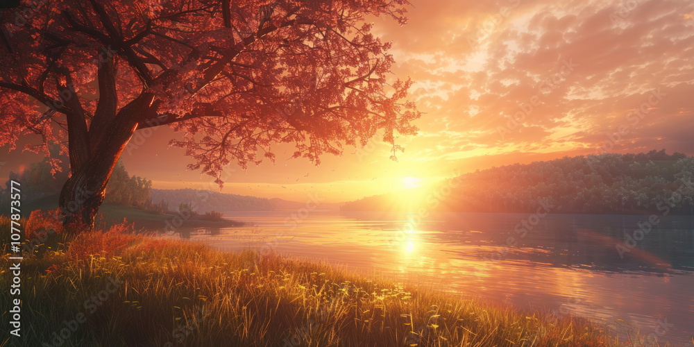 A magnificent sunrise lighting up the horizon, the beauty of the morning light creating a serene and awe-inspiring scene. A magnificent sunrise lighting up the horizon, the beauty of the morning light creating a serene and awe-inspiring scene.