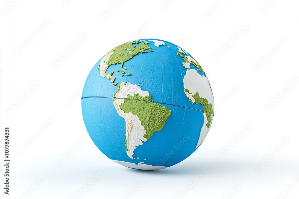 A 3D rendering of the Earth, showing the continents in green and the oceans in blue. A 3D rendering of the Earth, showing the continents in green and the oceans in blue.
