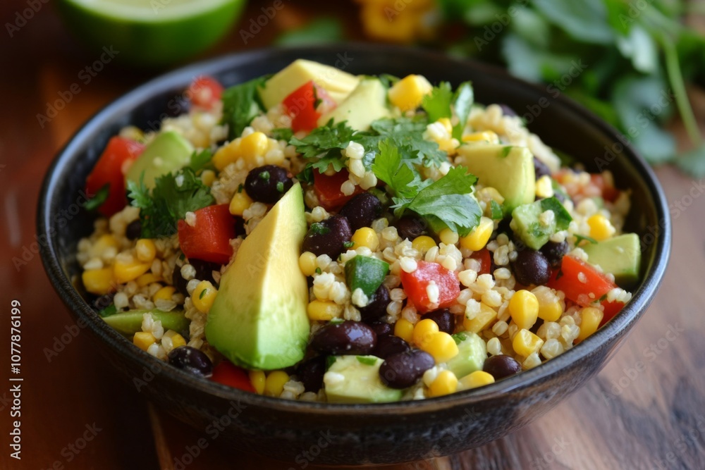 Quinoa Salad with Black Beans, Corn, Avocado, and Red Bell Peppers Quinoa Salad with Black Beans, Corn, Avocado, and Red Bell Peppers