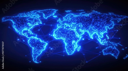 World Map on Dark Background