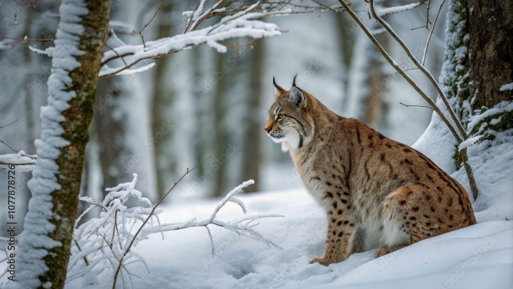 Majestic Lynx Cat in Snowy Winter Forest - Candid Wildlife Photography of a Thriving Predator Blending with Nature Majestic Lynx Cat in Snowy Winter Forest - Candid Wildlife Photography of a Thriving Predator Blending with Nature