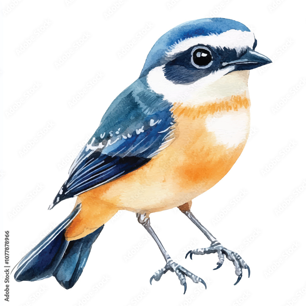 Fototapeta premium cute Shrike watercolor clipart illustration isolated